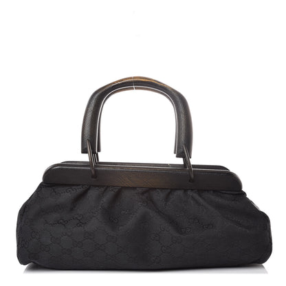 Gucci Monogram Wood Handle Frame Doctor Bag Black 1 of 9