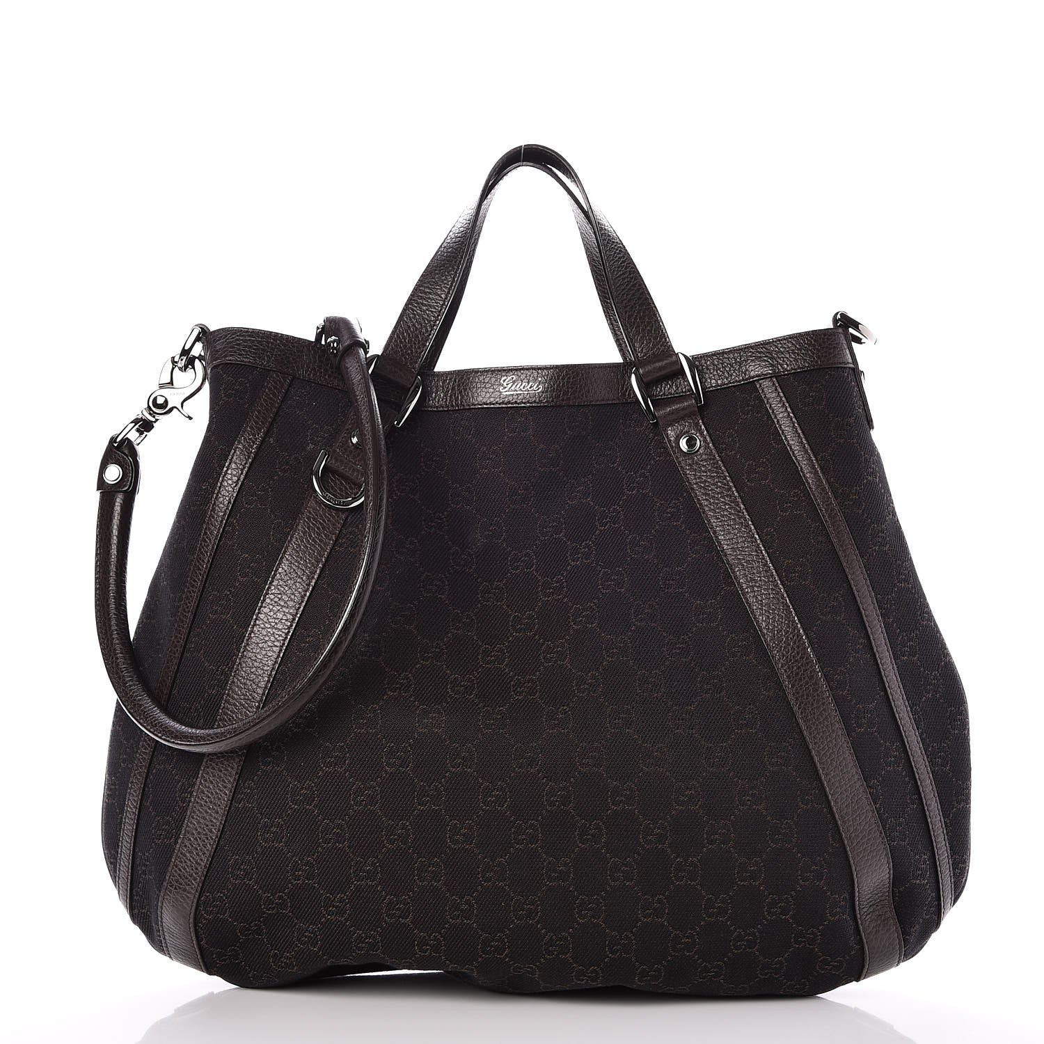 Gucci Monogram Medium Abbey Convertible Tote Dark Brown 1 of 10