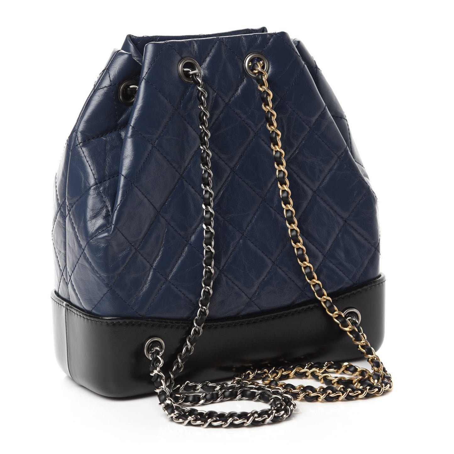 Aged Calfskin Quilted Small Gabrielle Backpack Blue Black