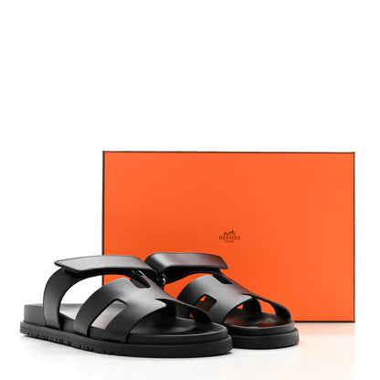 Hermes Calfskin Womens Chypre Sandals 40.5 Black 9 of 9