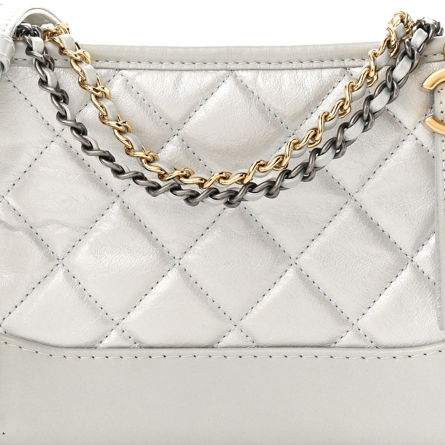 Chanel Metallic Aged Calfskin Quilted Small Gabrielle Hobo Silver 8 of 12