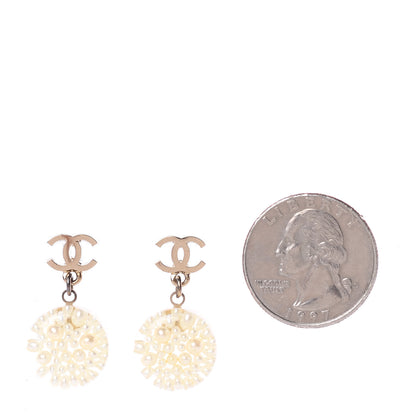 Chanel Pearl Resin CC Drop Earrings Gold 2 of 4