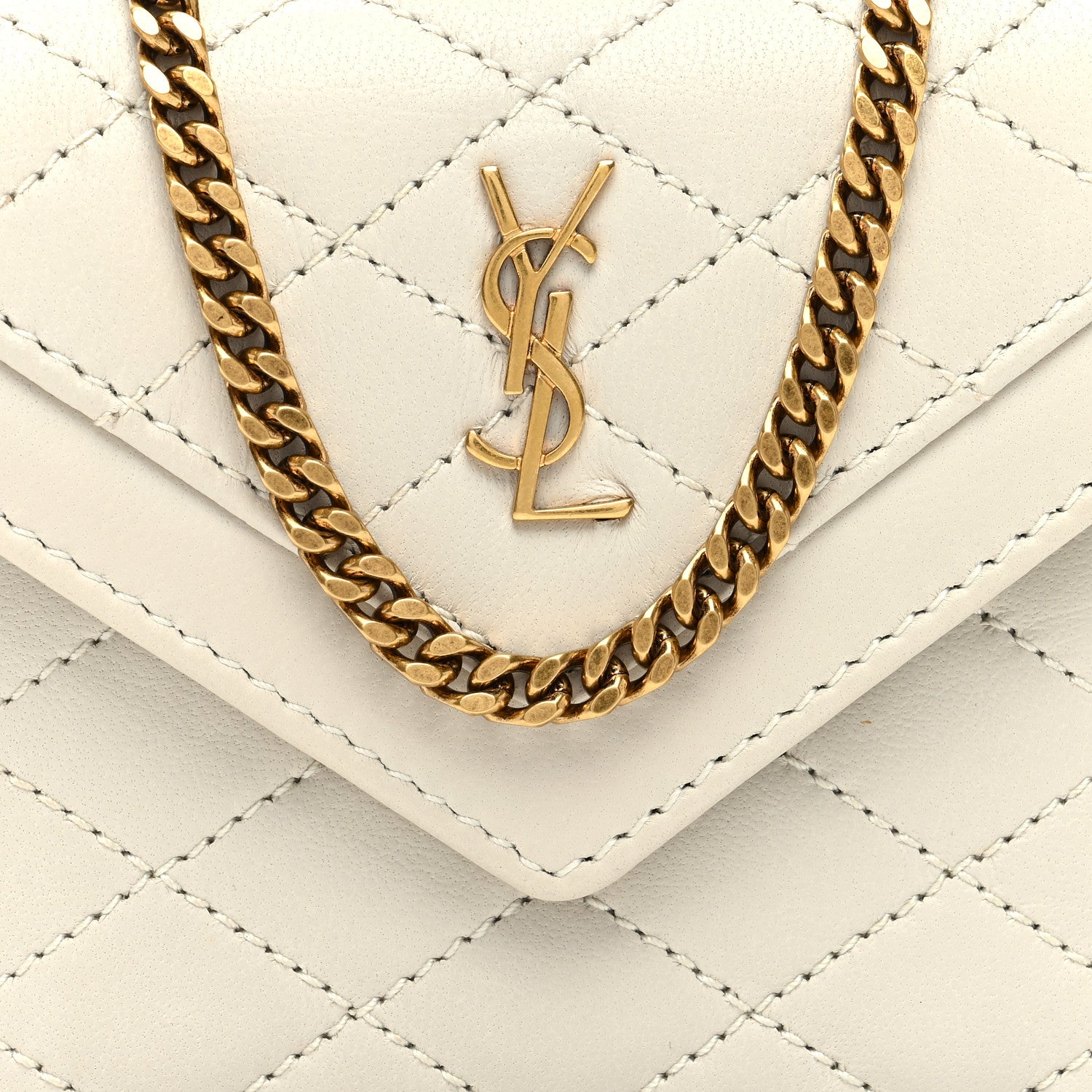 Saint Laurent Lambskin Quilted Monogram Micro Gaby Crossbody Bag Blanc Vintage 7 of 9