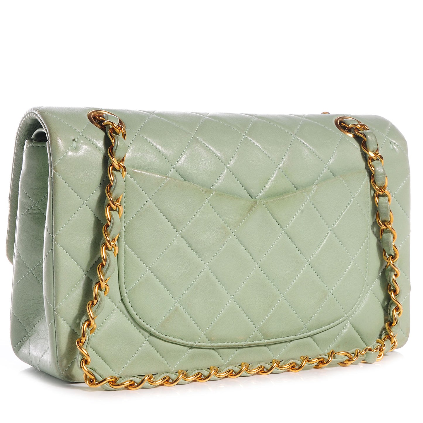 Lambskin Small Double Flap Light Green
