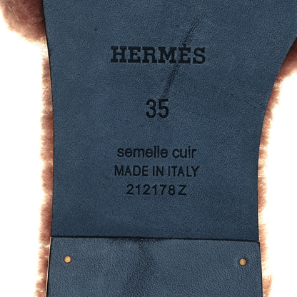 Hermes Woolskin Oran Sandals 35 Rose Aube 6 of 8