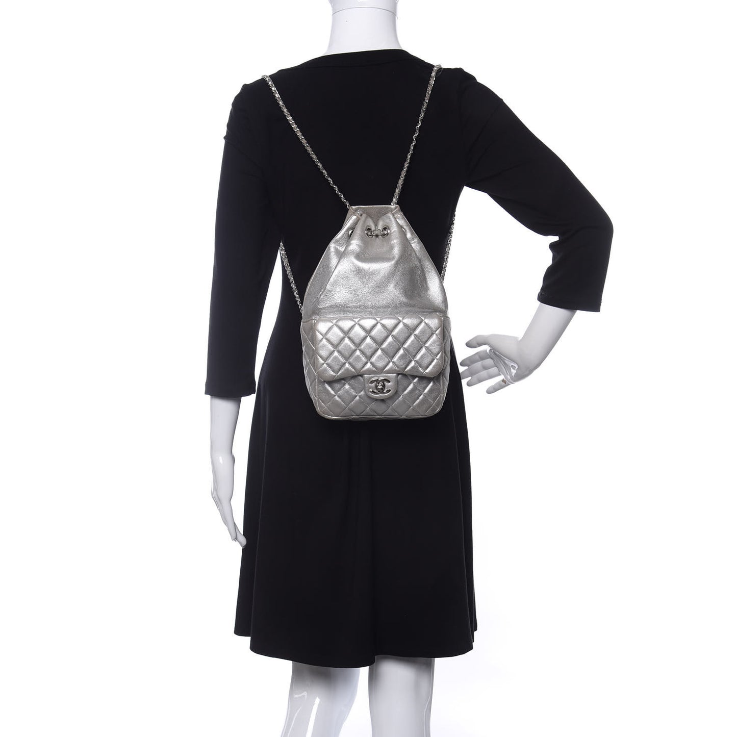 Metallic Lambskin Quilted Small In Seoul Backpack Silver