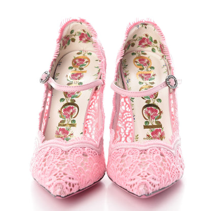 Gucci Lace Pizzo Venice Pumps 37 Sugar Pink 2 of 8