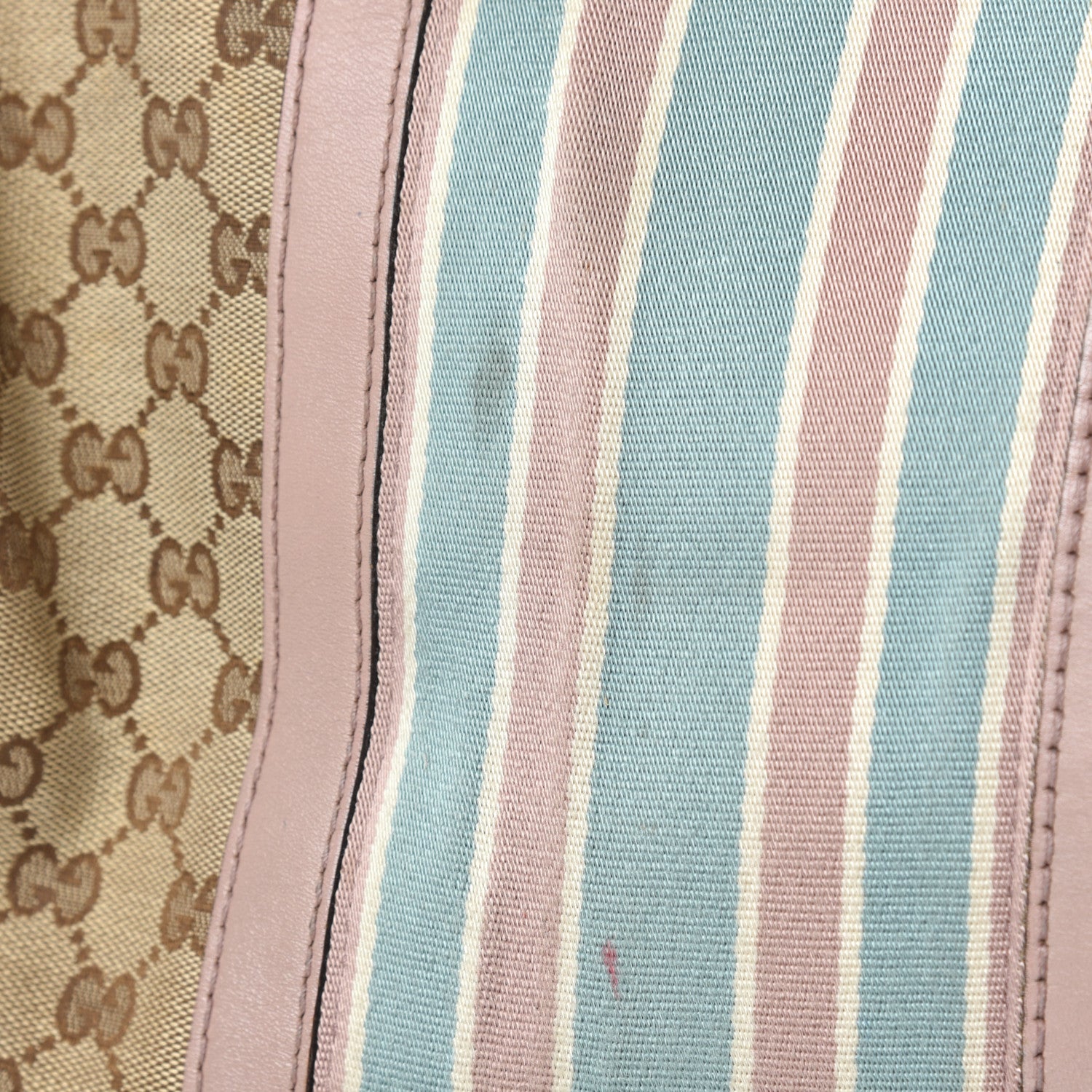 Gucci Monogram Vintage Web Medium Boston Pink Blue 9 of 17