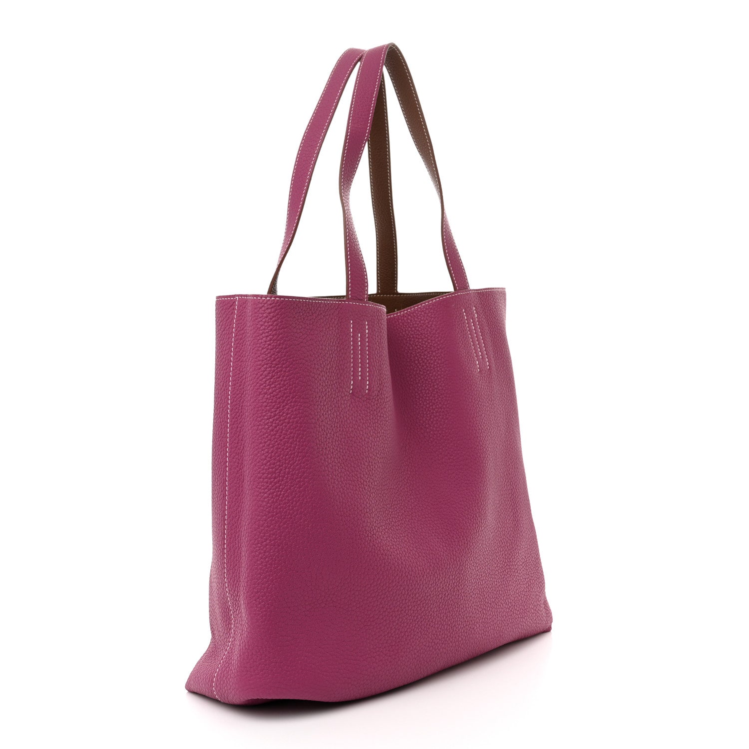 Hermes Taurillon Clemence Double Sens 45 Reversible Tote Marron D'Inde Tosca 4 of 16