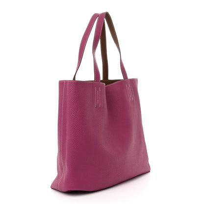 Hermes Taurillon Clemence Double Sens 45 Reversible Tote Marron D'Inde Tosca 4 of 16