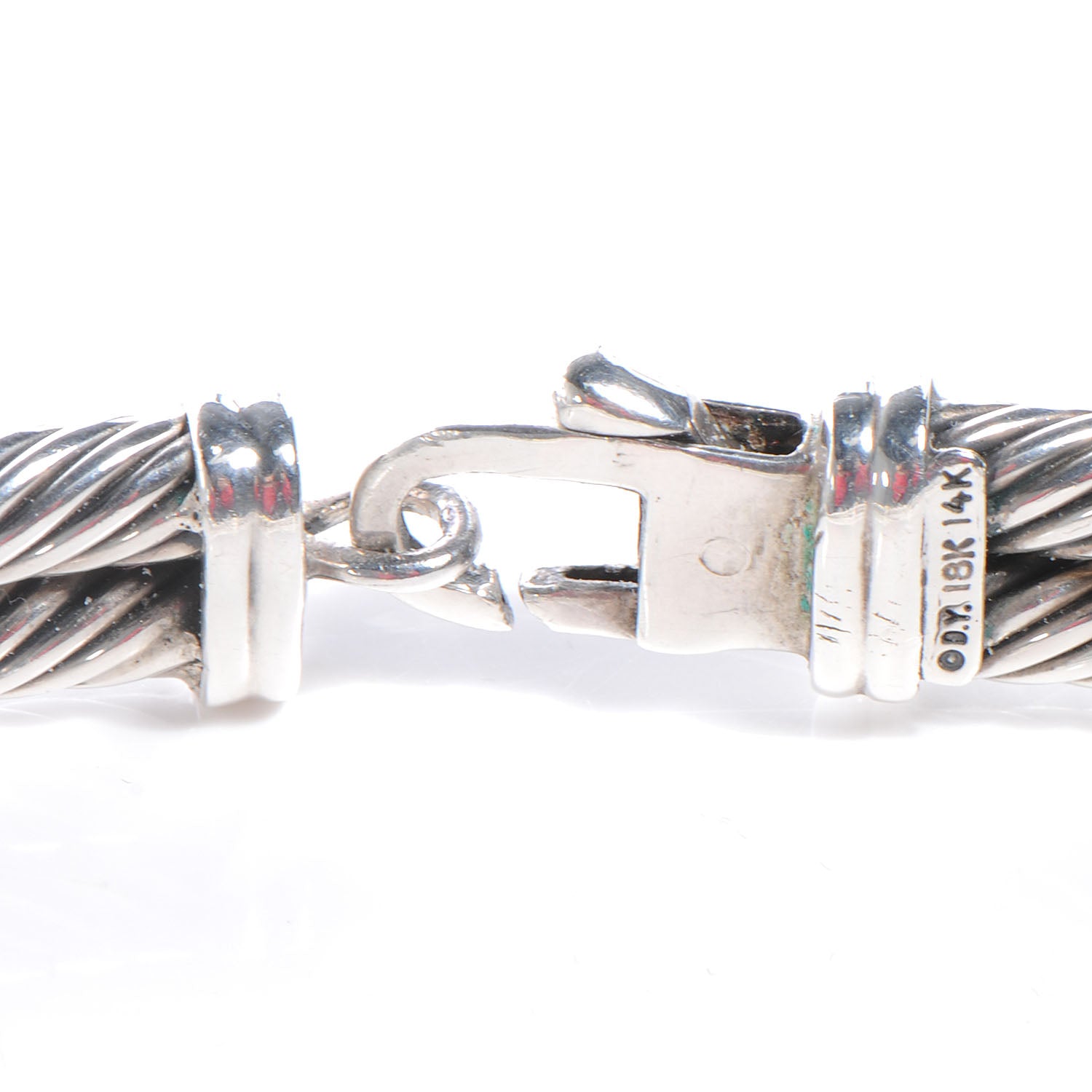 David Yurman 18k White Gold 14k Yellow Gold Pink Tourmaline Cable Choker 6 of 7