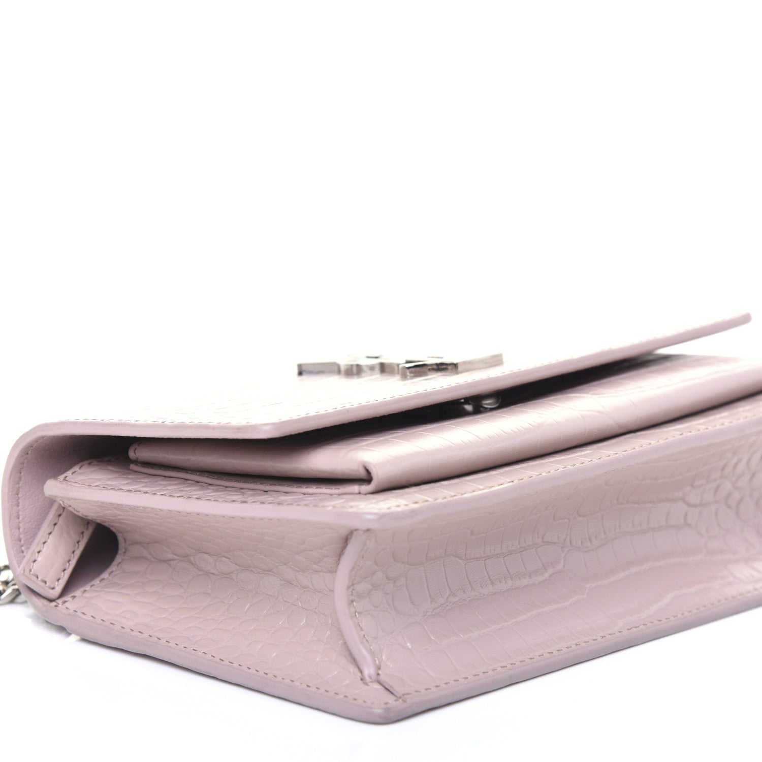 Saint Laurent Calfskin Crocodile Embossed Small Monogram Sunset Soft Nude 6 of 12