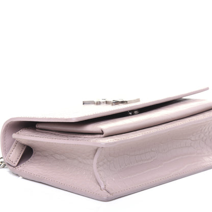 Saint Laurent Calfskin Crocodile Embossed Small Monogram Sunset Soft Nude 6 of 12