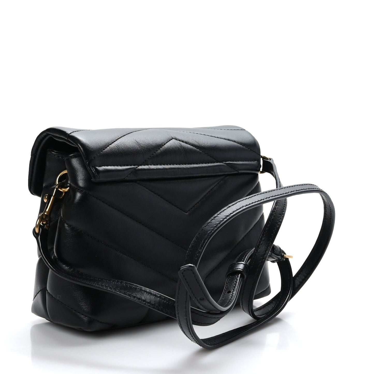 Calfskin Y Quilted Monogram Toy Loulou Crossbody Bag Black