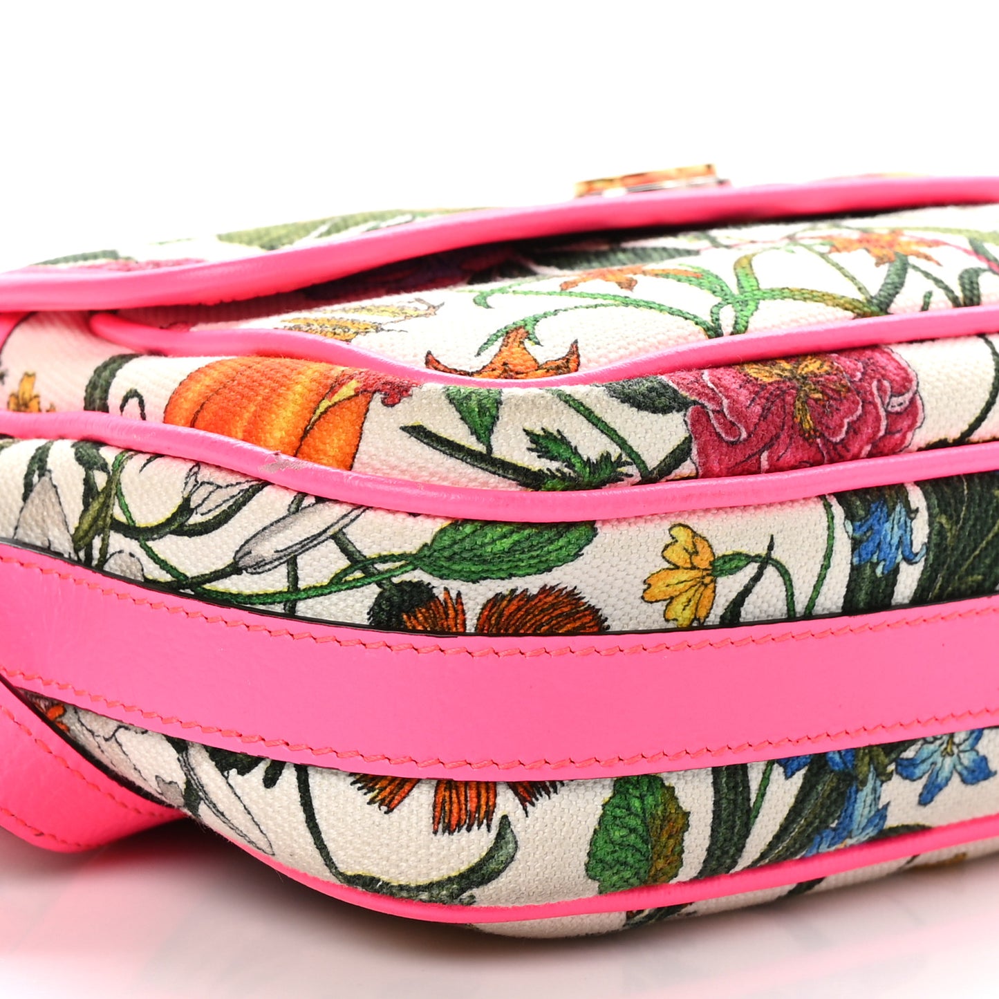 Canvas Flora Floral Shoulder Bag White Fuchsia Fluo
