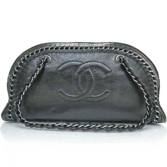 Chanel Leather Luxe Ligne Medium Bowler Metallic Black 1 of 10