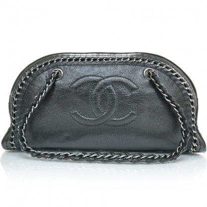 Chanel Leather Luxe Ligne Medium Bowler Metallic Black 1 of 10