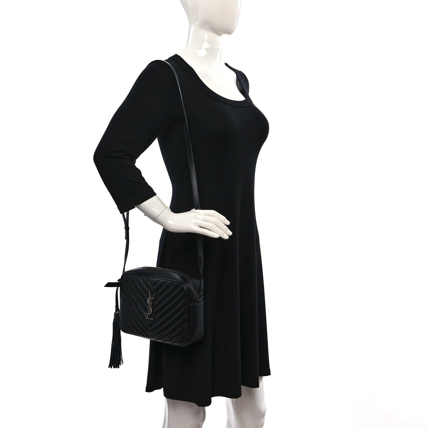 Calfskin Matelasse Monogram Lou Camera Bag Black