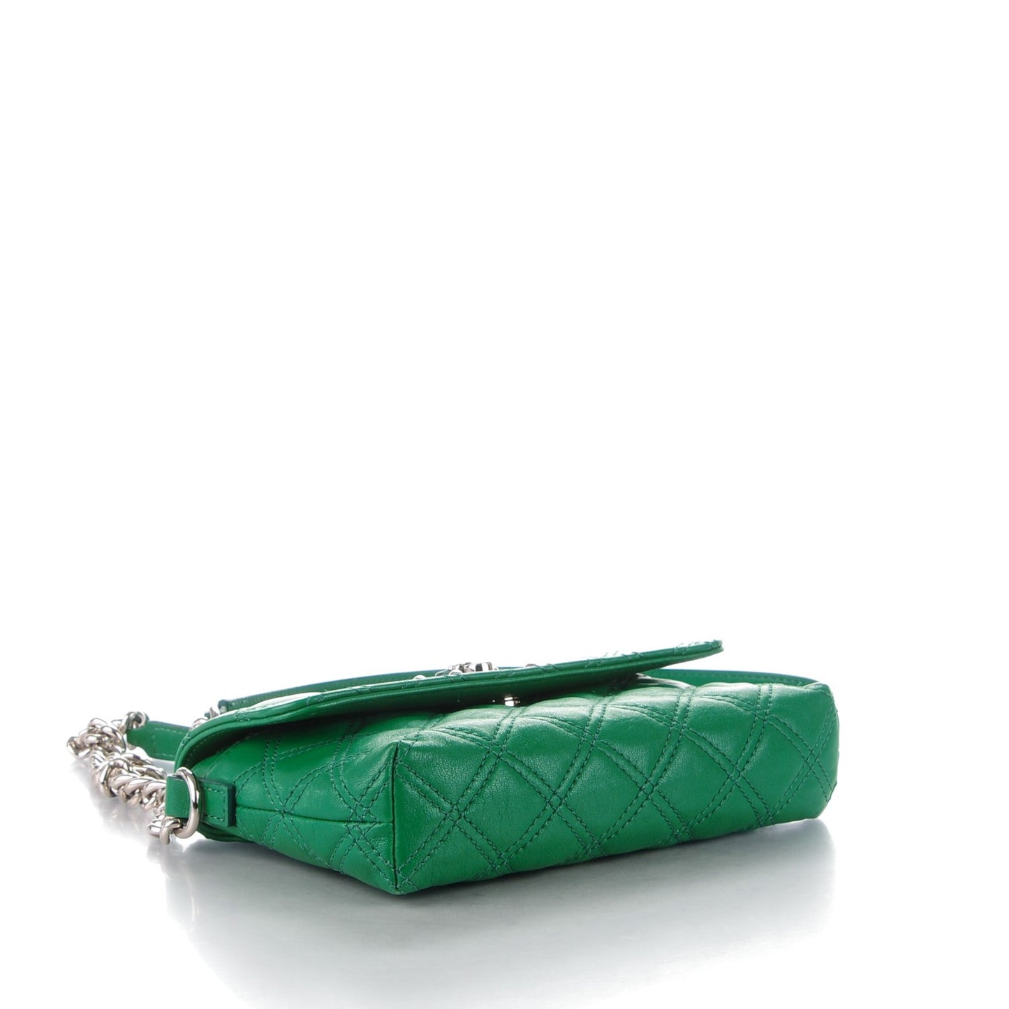 Lambskin Quilted The Small Single Flap Green