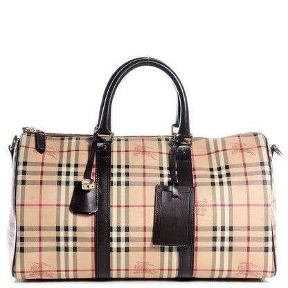 Burberry Haymarket Check Duffle Bag Dark Brown 1 of 8