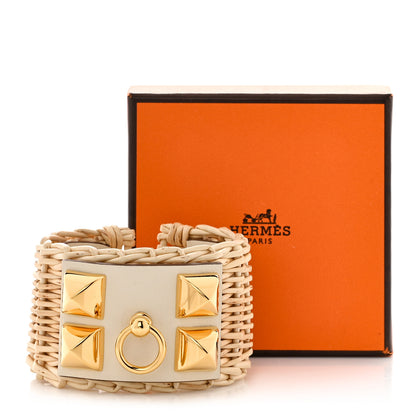 Hermes Wicker Swift Medor Picnic Cuff Bracelet T3 Nata 7 of 7