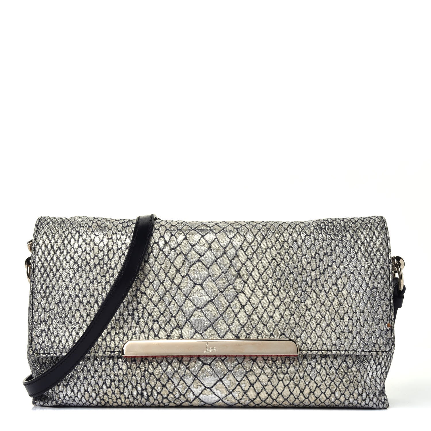 Christian Louboutin Glitter Fabric Snakeskin Embossed Clutch 1 of 9