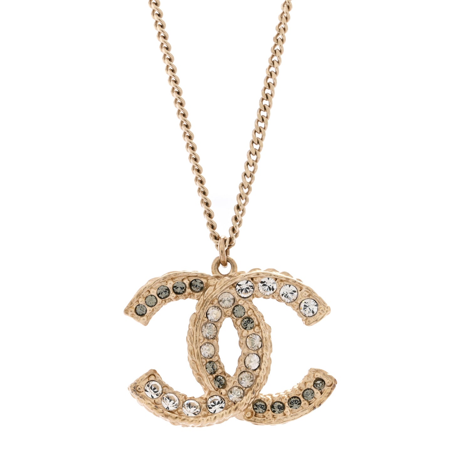Crystal Enamel CC Necklace Light Gold