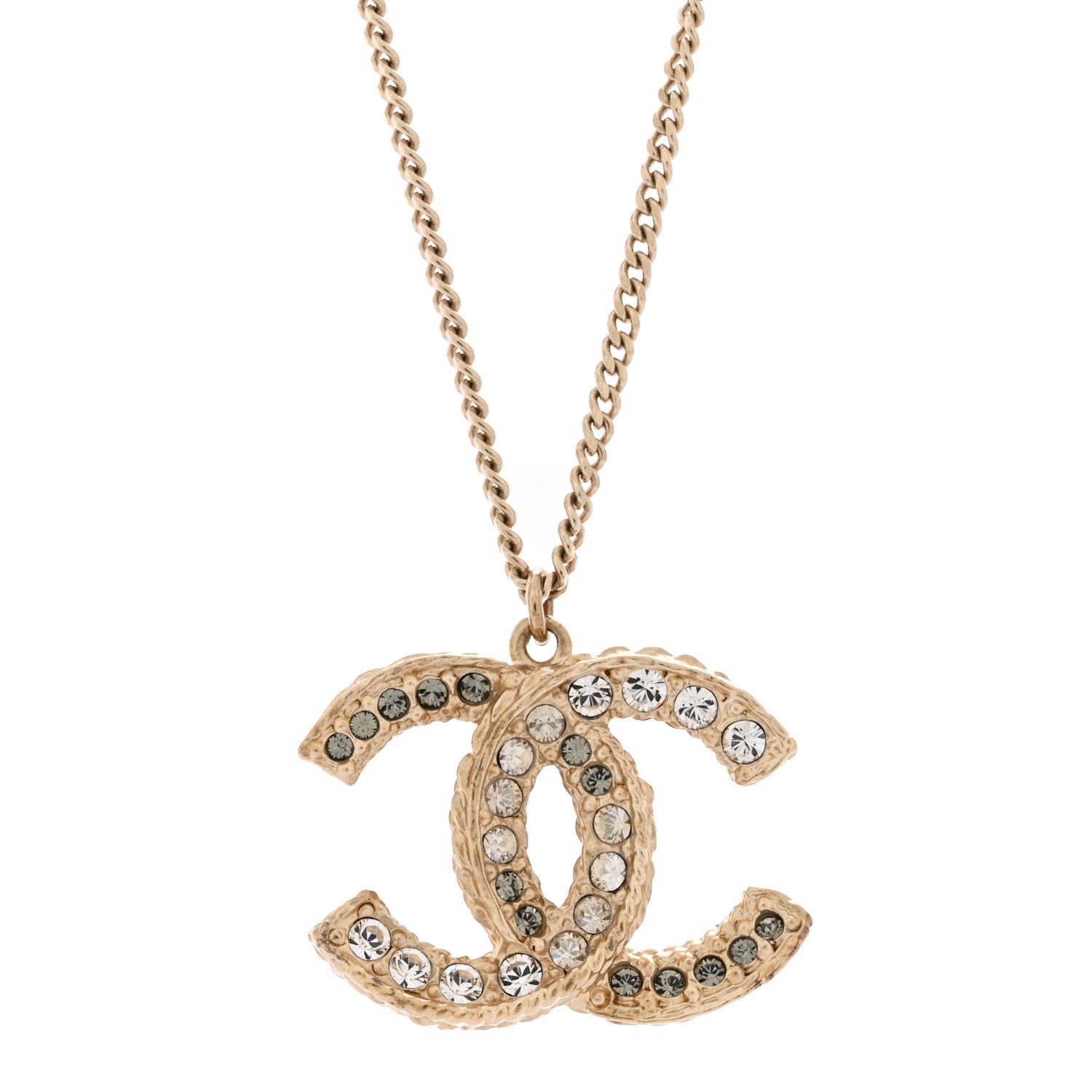 Chanel Crystal Enamel CC Necklace Light Gold 4 of 6