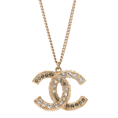Chanel Crystal Enamel CC Necklace Light Gold 4 of 6
