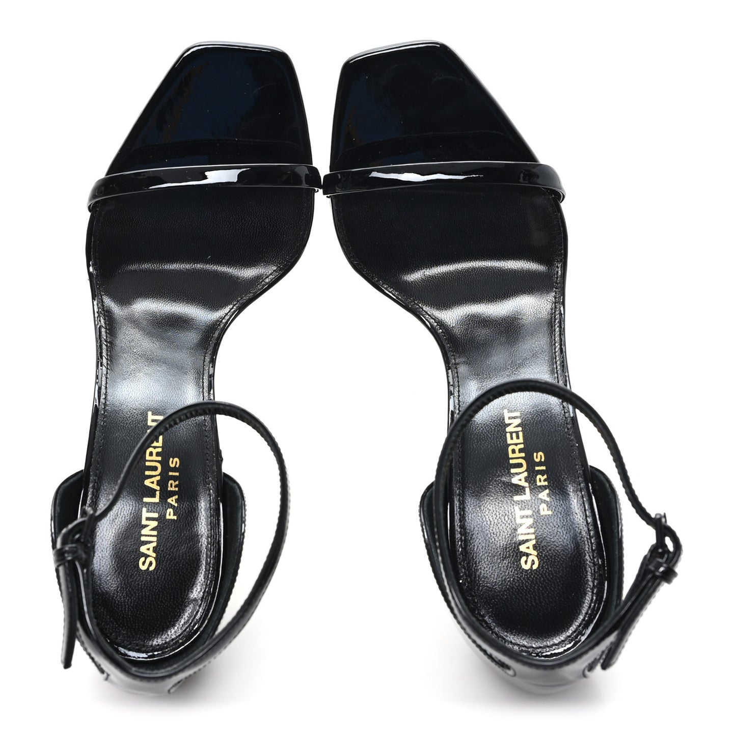 Patent Calfskin Opyum 110 Sandals 36.5 Black Gold