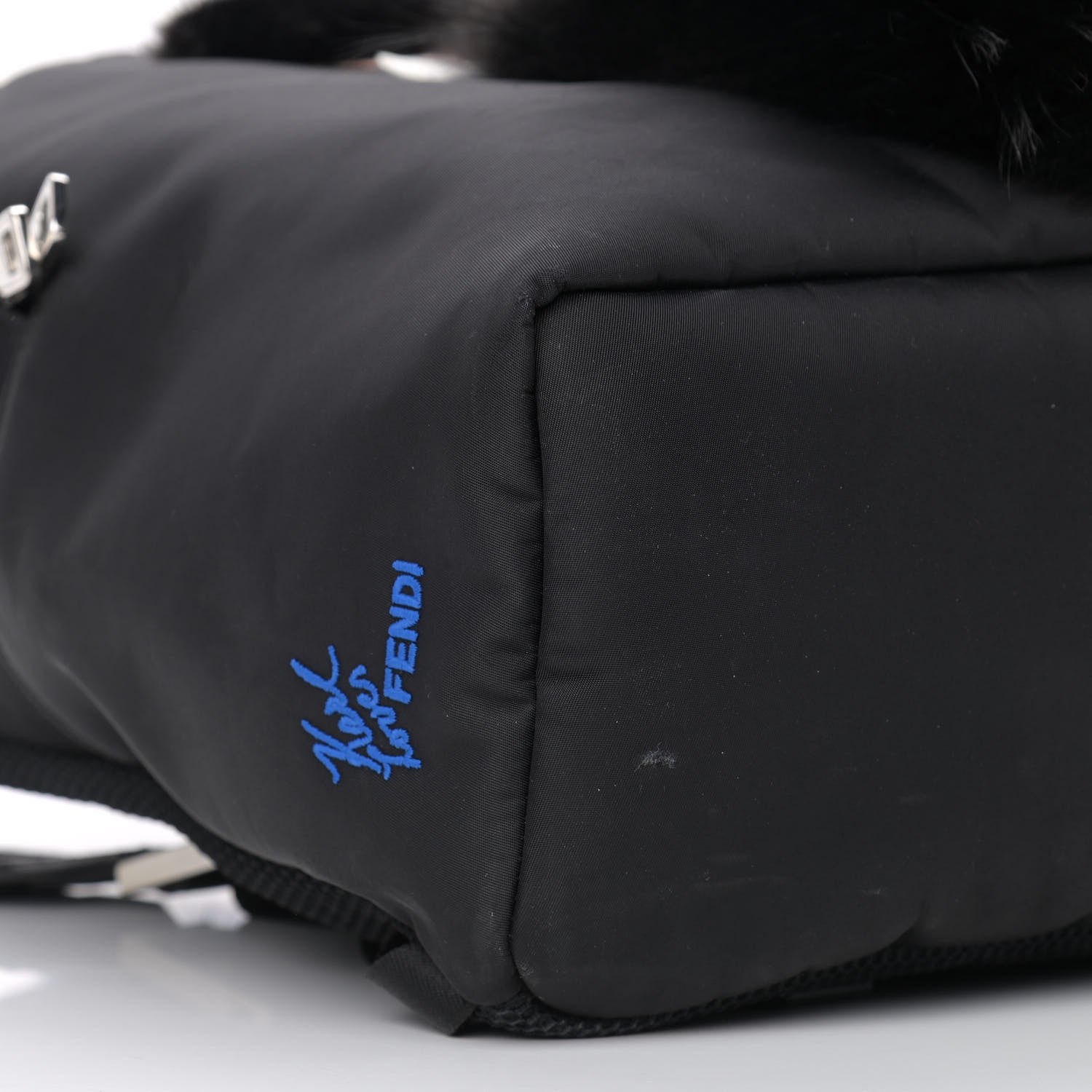 Fendi Nylon Vitello Century Mink Fox Goat Fur Studded Karlito Backpack Black Multicolor 10 of 17