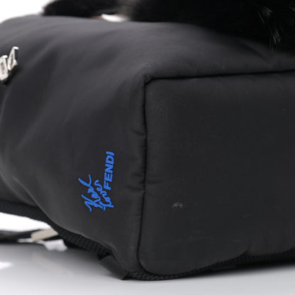 Fendi Nylon Vitello Century Mink Fox Goat Fur Studded Karlito Backpack Black Multicolor 10 of 17