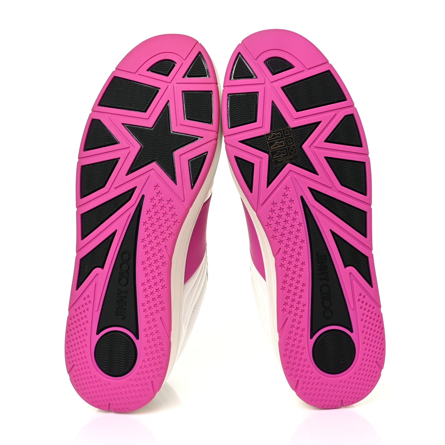 Calfskin Vinyl Striped Hawaii Flatform Sneakers 39 White Fuchsia