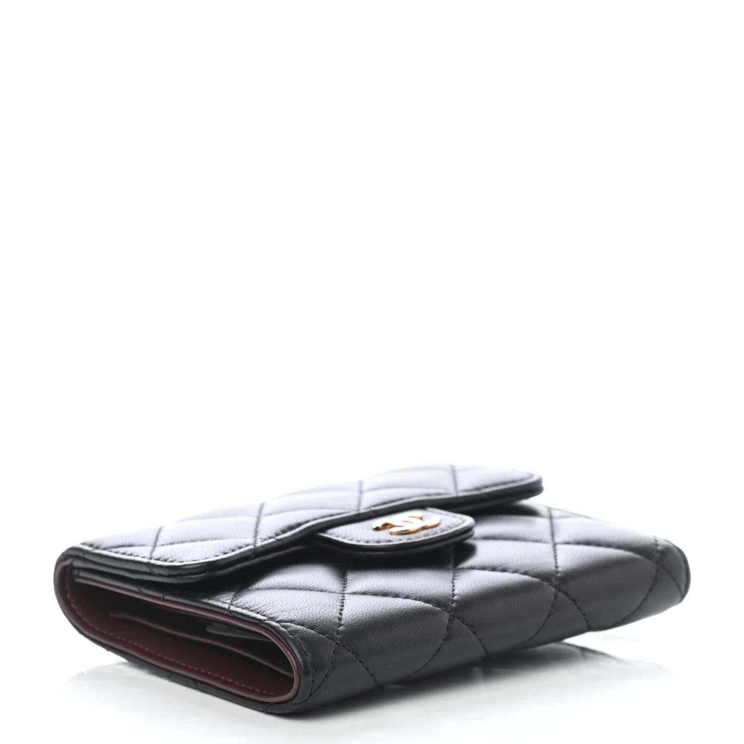 Chanel Lambskin Quilted Compact Flap Wallet Black 4 of 7