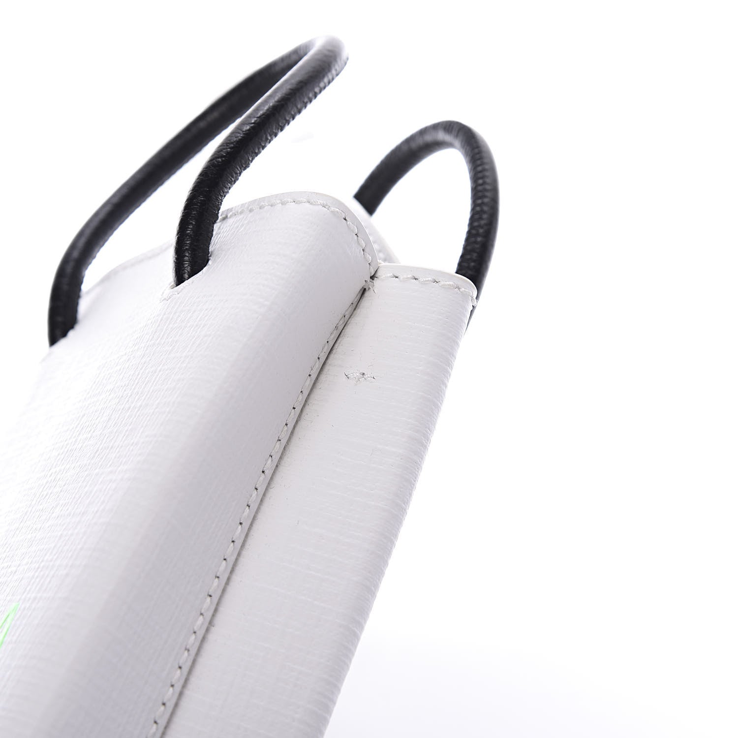 Balenciaga Squared Calfskin Logo Shopping Phone Holder Bag White Light Green 8 of 10