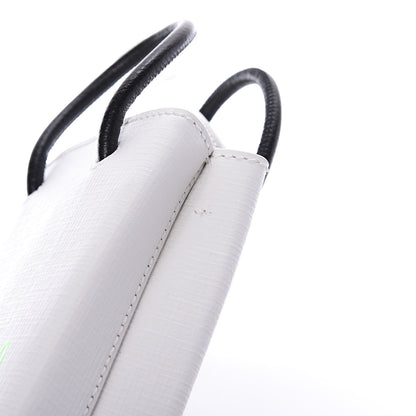 Balenciaga Squared Calfskin Logo Shopping Phone Holder Bag White Light Green 8 of 10