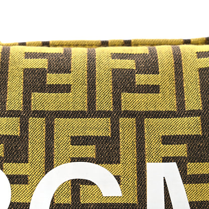 Fendi x FRGMT Woven Fabric Jacquard FF Embroidered Baguette Foldable Tote Tobacco Mimosa 10 of 12