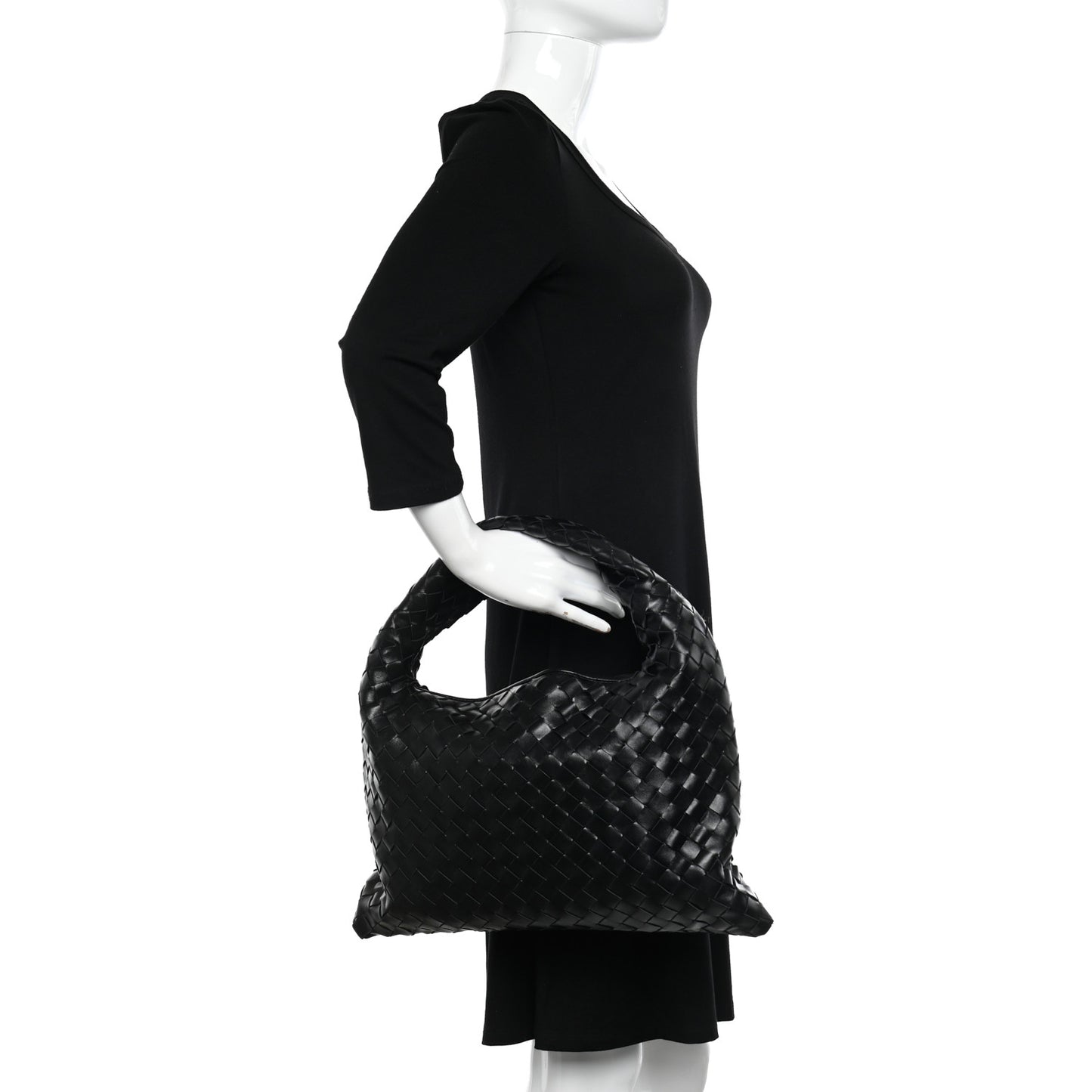 Calfskin Intrecciato Small Hop Black