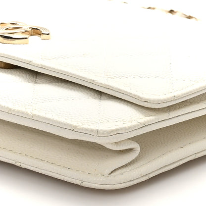 Chanel Caviar Quilted Striated CC Wallet on Chain WOC White 10 of 12