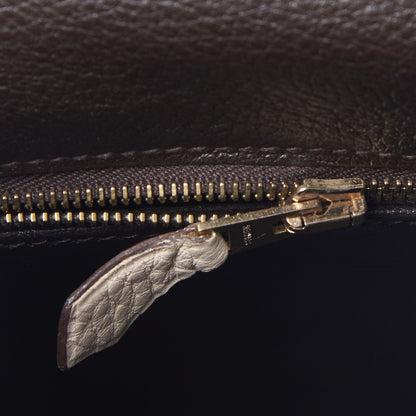 Hermes Taurillon Clemence Tri-Color Kelly Retourne 35 Tabac Camel Ebene Parchemin 18 of 35