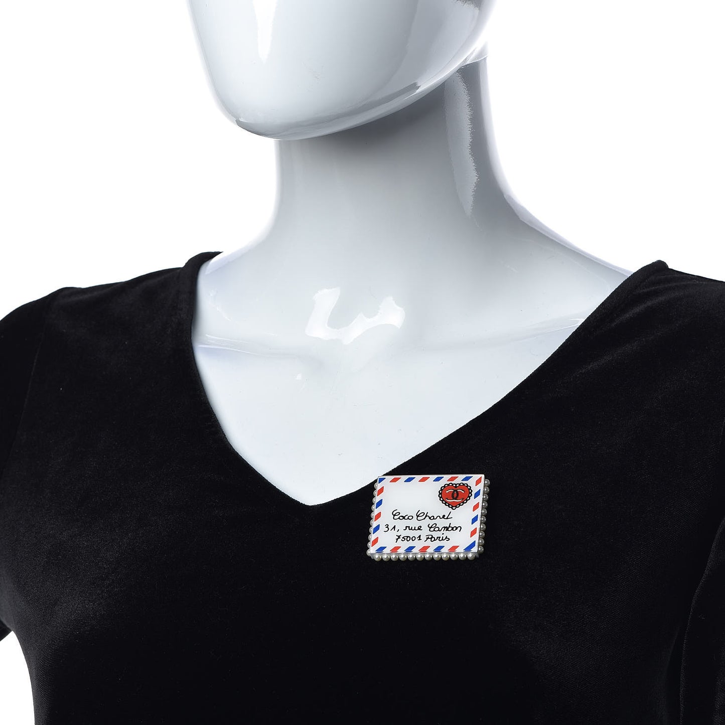 Resin Pearl Letter Brooch Black White Blue Red