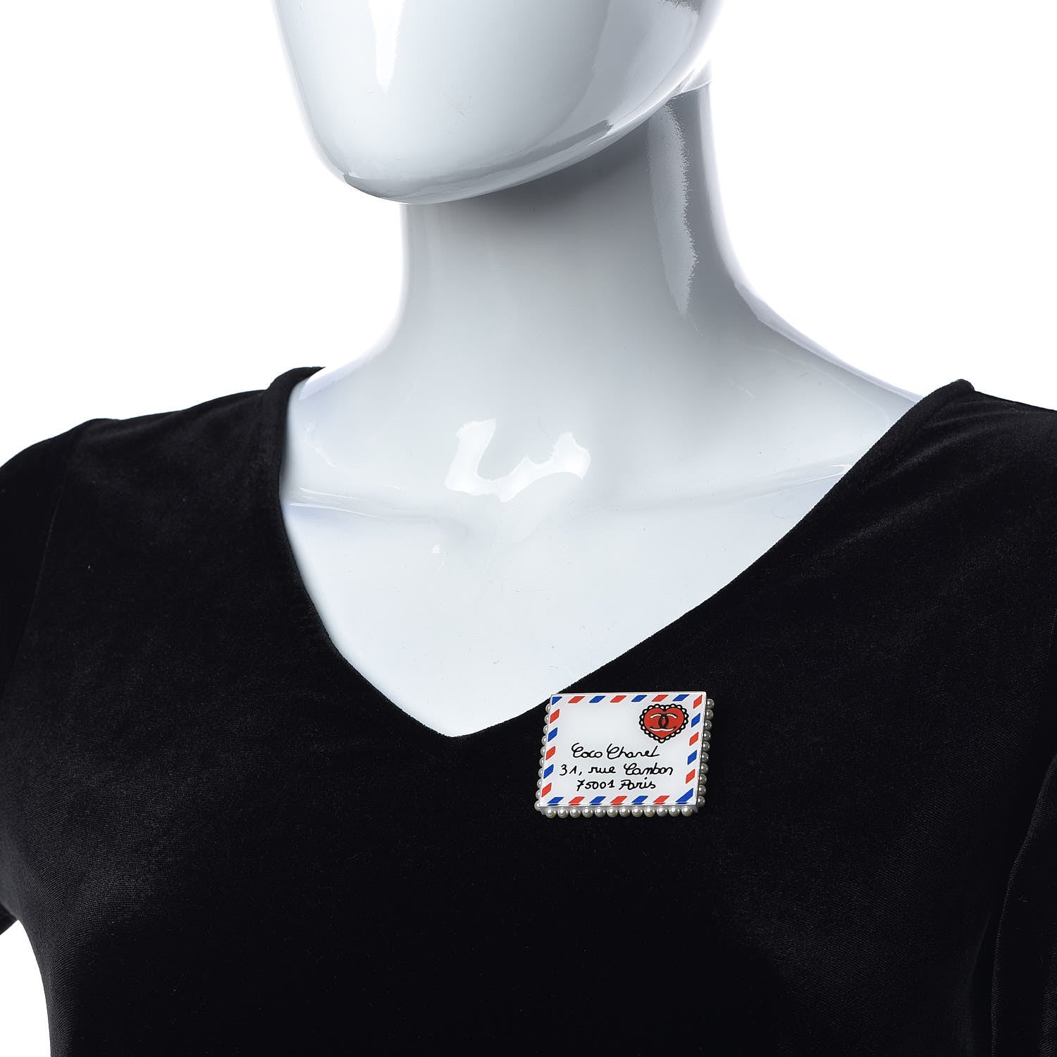 Chanel Resin Pearl Letter Brooch Black White Blue Red 2 of 5