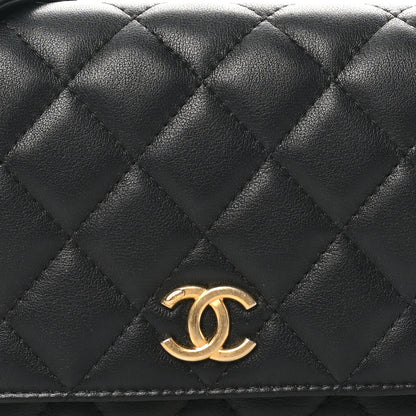 Chanel Calfskin Quilted Pearl Wallet On Chain WOC Black 8 of 11