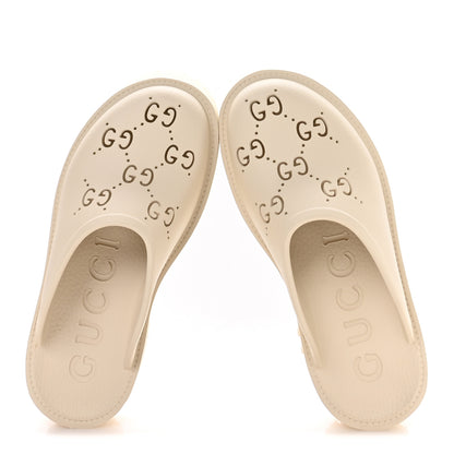Gucci Rubber GG Monogram Perforated Elea Platform 55mm Lug Sole Sandals 38 Mystic White 2 of 9
