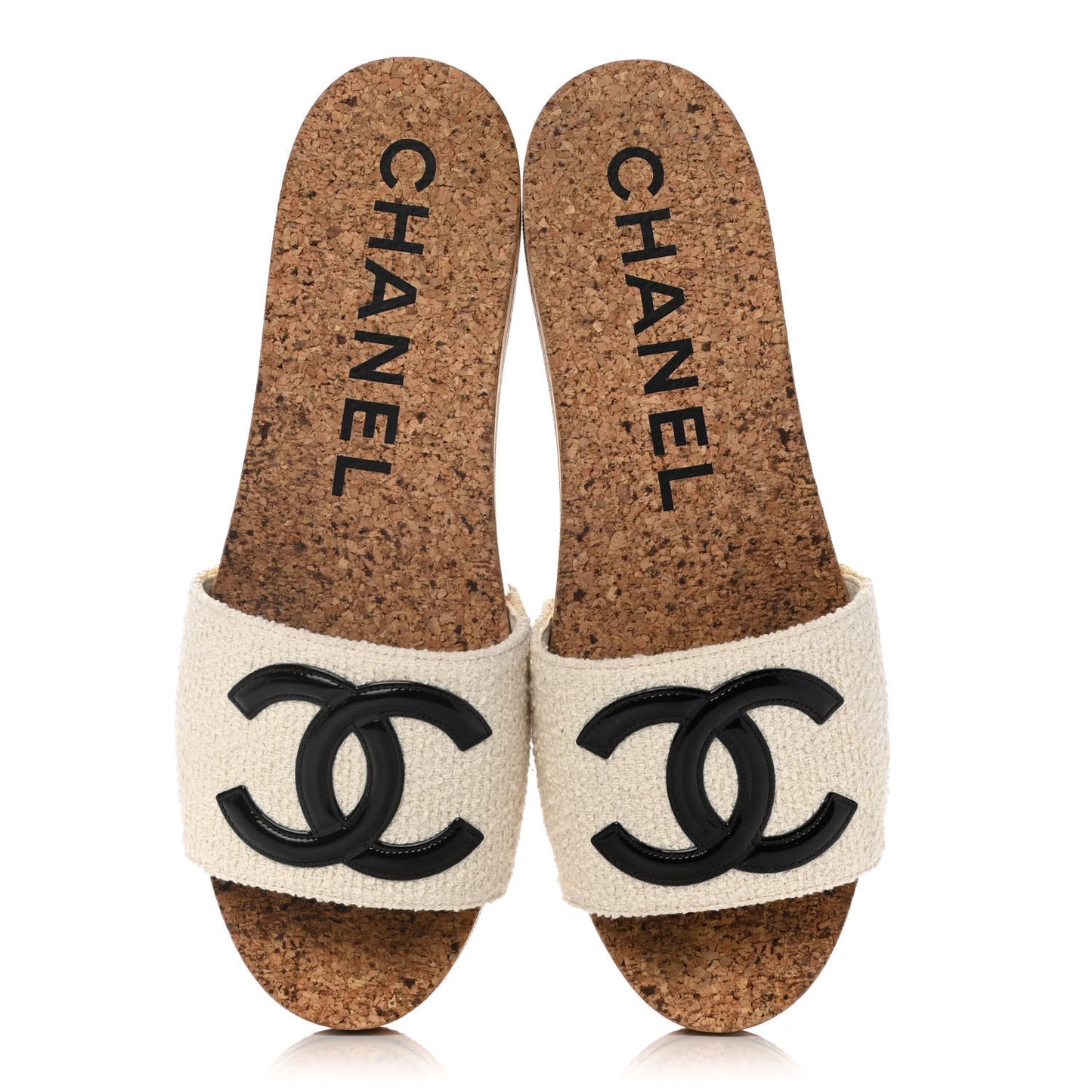 Tweed Cork CC Mule Sandal 40 White