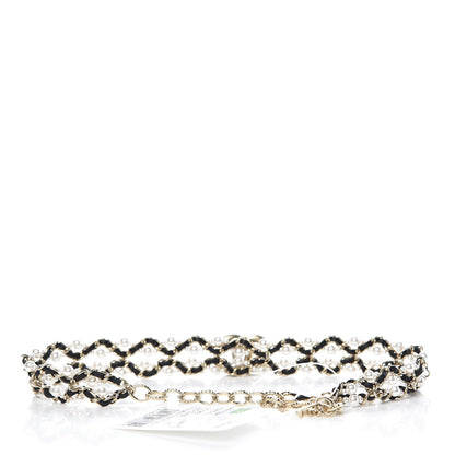 Chanel Pearl Lambskin CC Chain Twist Choker Necklace Black Gold 3 of 4