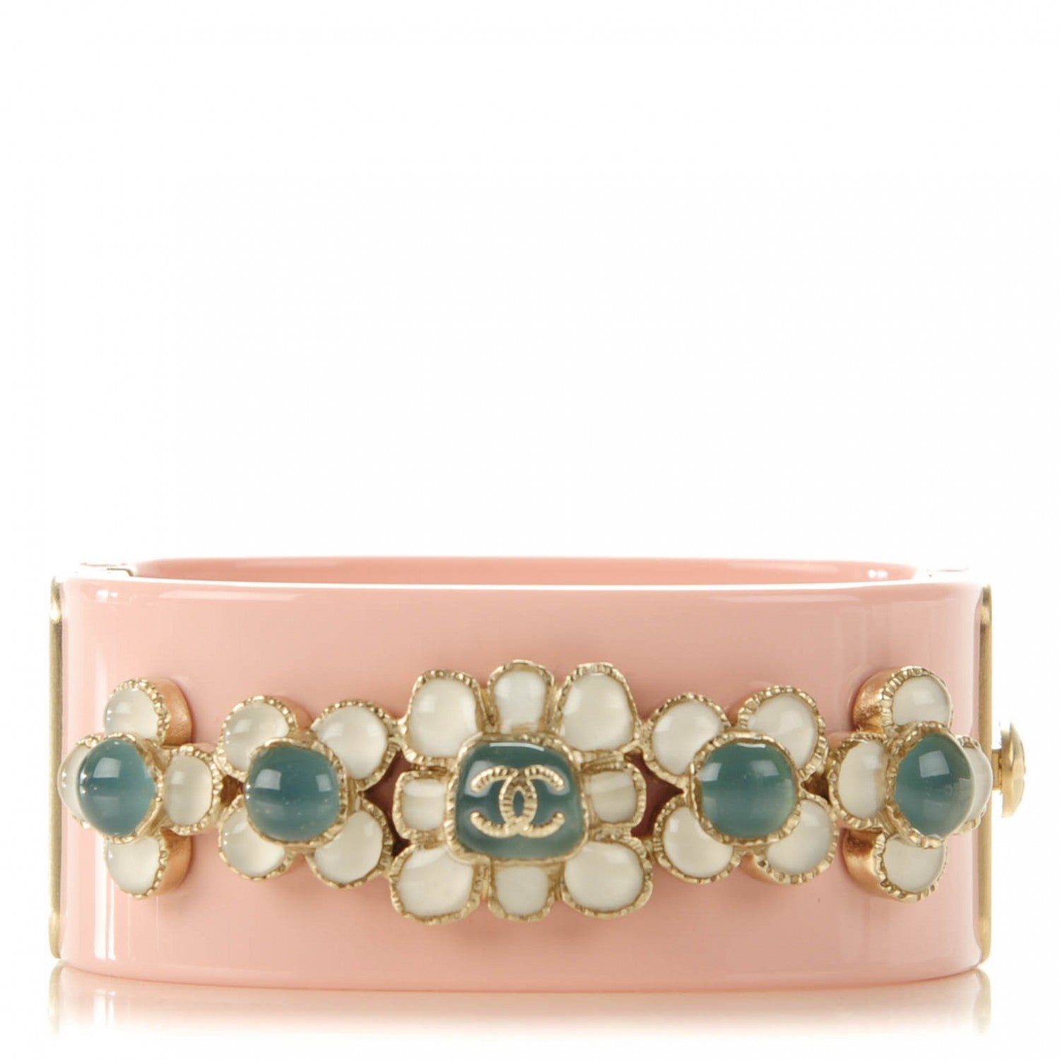 Chanel Resin Gripoix CC Bracelet Pink 1 of 5