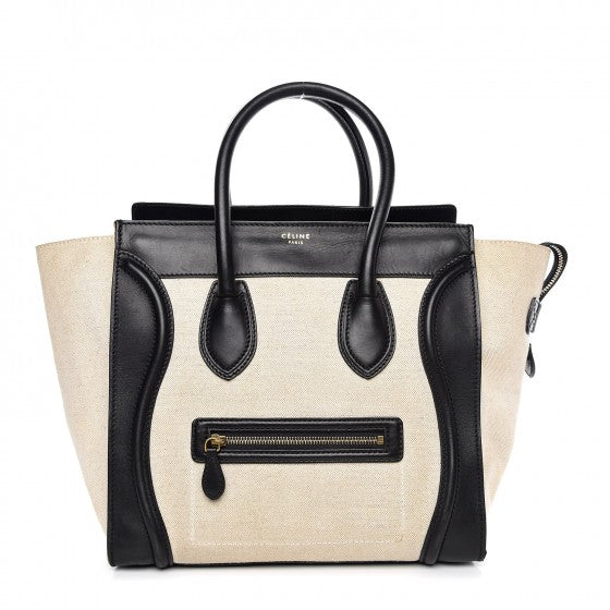 Celine Natural Canvas Smooth Calfskin Mini Luggage Cream 1 of 14