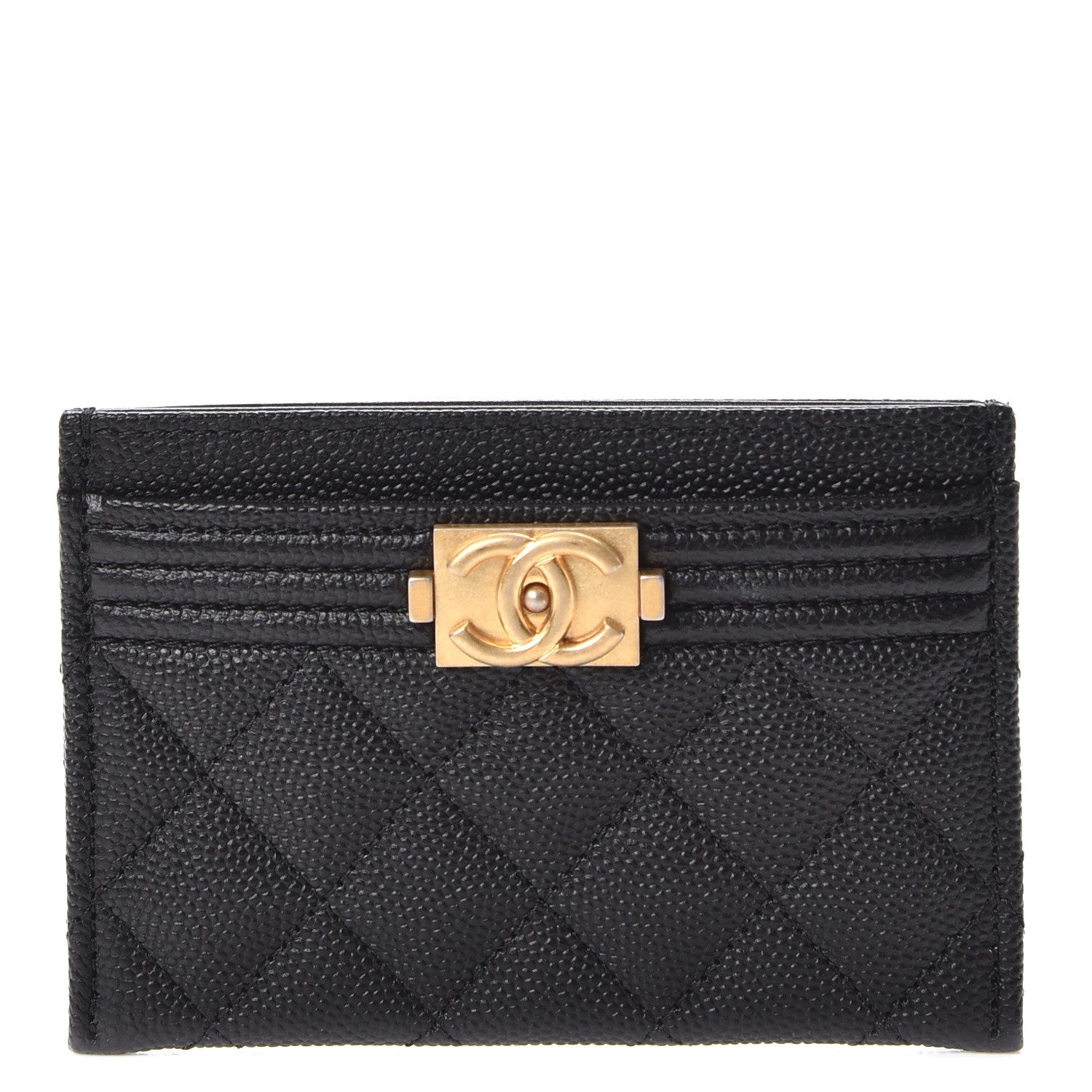 Chanel Caviar Quilted Boy Card Holder Black 1 of 9