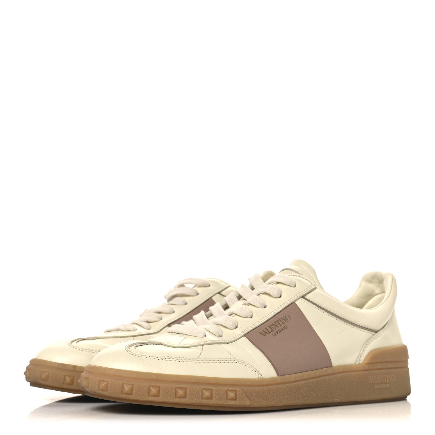 Valentino Garavani Calfskin Nappa Upvillage Sneakers 39 Ivory Rose Cannelle Skin Ambra 4 of 9